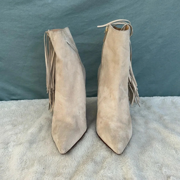 EUC Veronica Beard Nyomi fringed suede ankle boots 7.5 - Picture 1 of 8